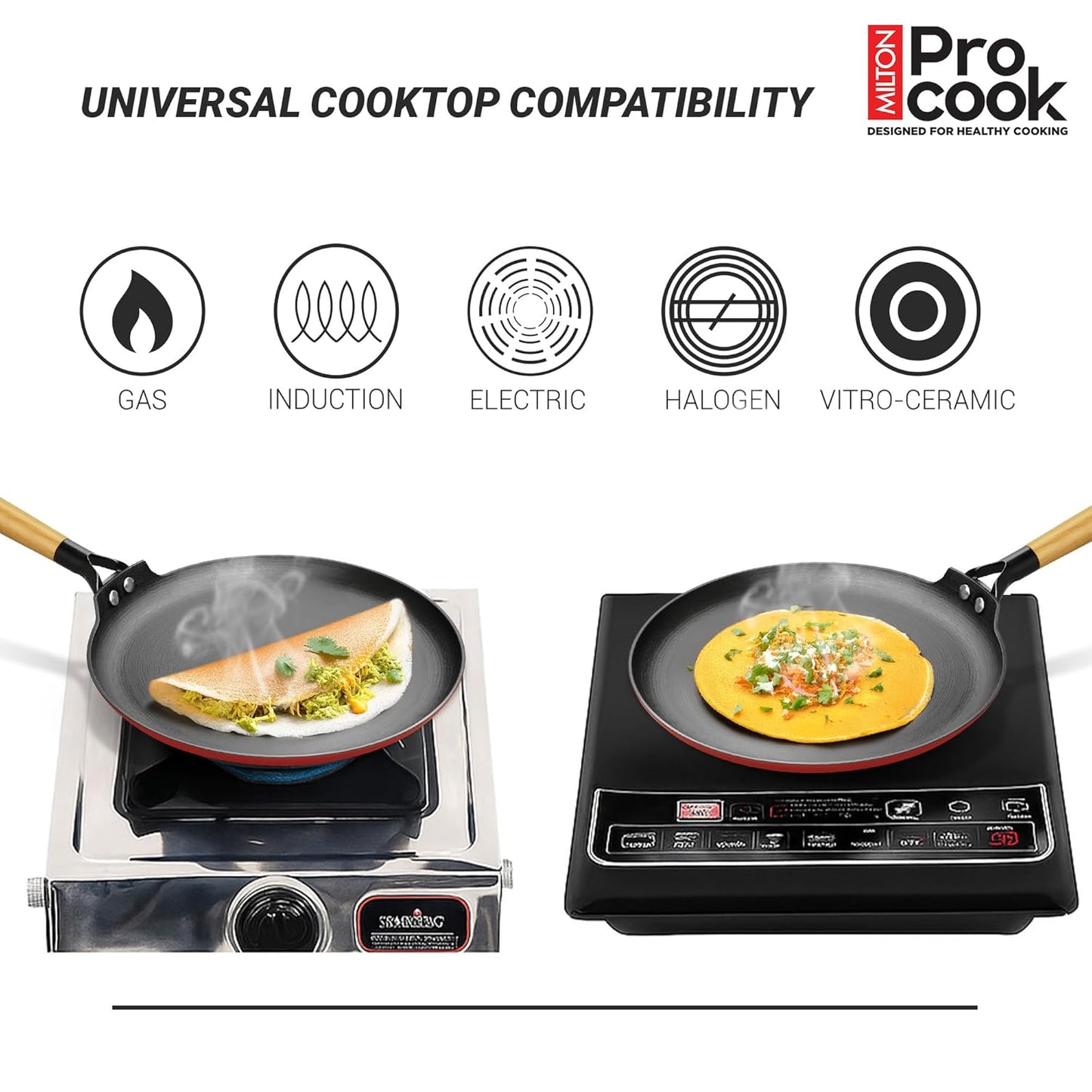 Milton Procook Cast Iron Dosa Tawa with Enamel Coating