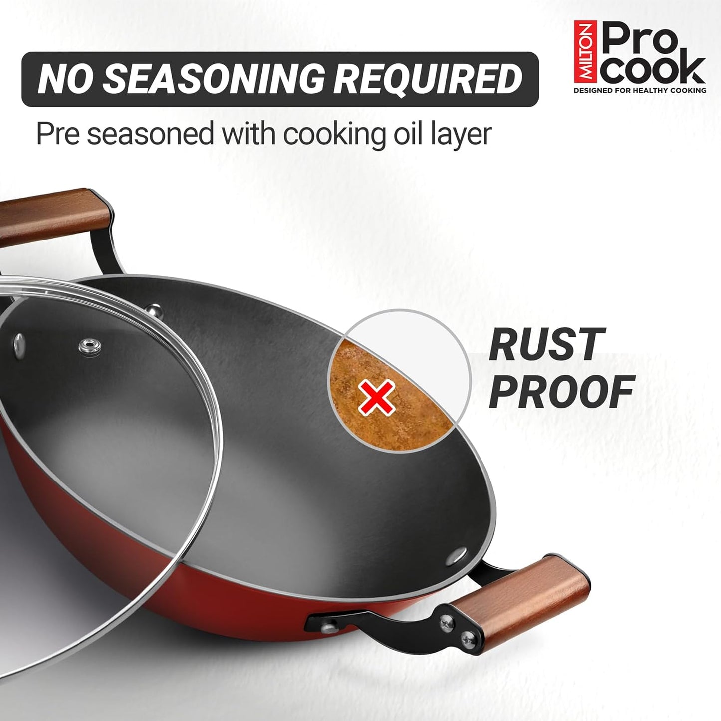 Milton Procook Cast Iron Kadai with Enamel Coating