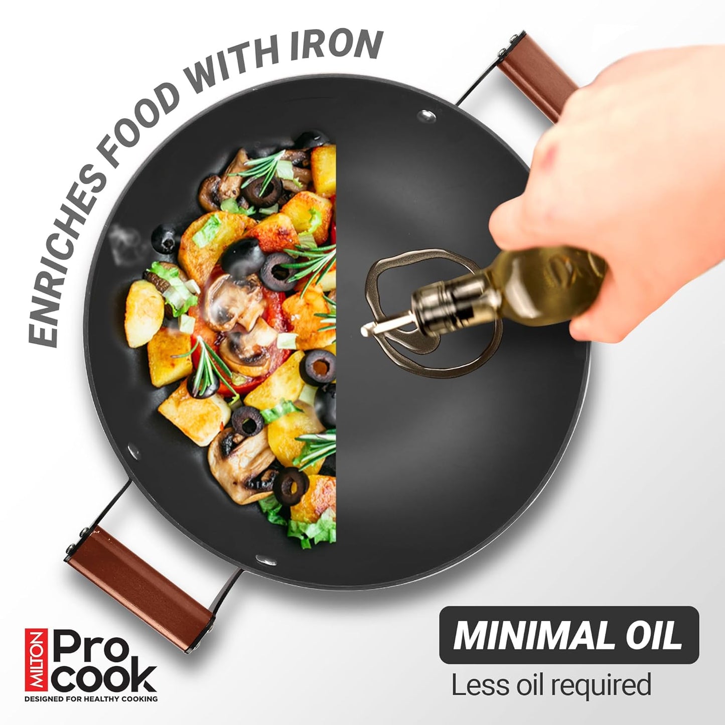 Milton Procook Cast Iron Kadai with Enamel Coating