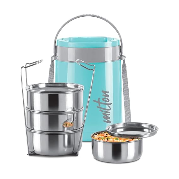Milton Classic Tiffin with 4*300ml Stainless Steel Stackable Containers and Outer Case