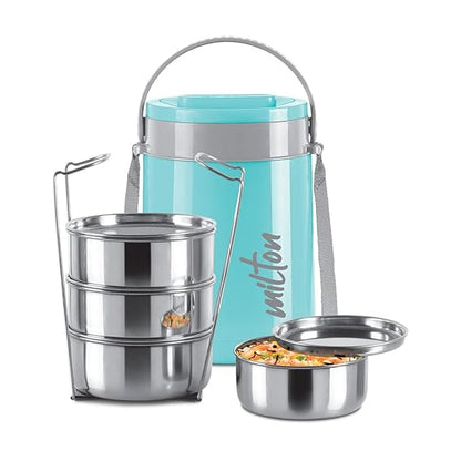 Milton Classic Tiffin with 4*300ml Stainless Steel Stackable Containers and Outer Case