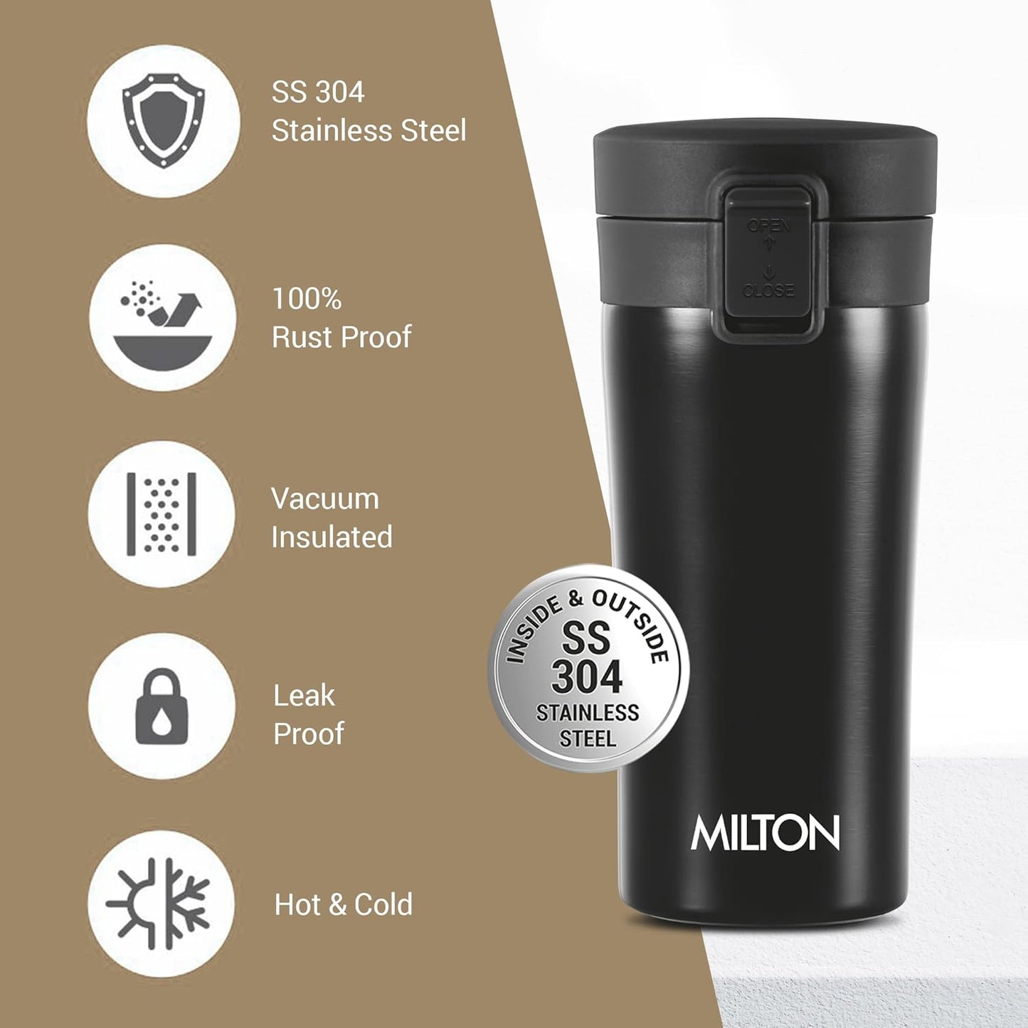 Milton Thermal Vacuum Insulated Coffee Mug 300 with Strainer