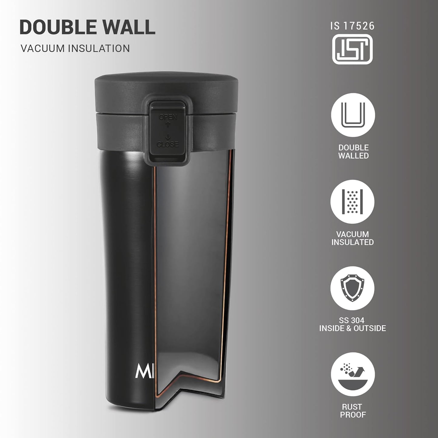 Milton Thermal Vacuum Insulated Coffee Mug 300 with Strainer