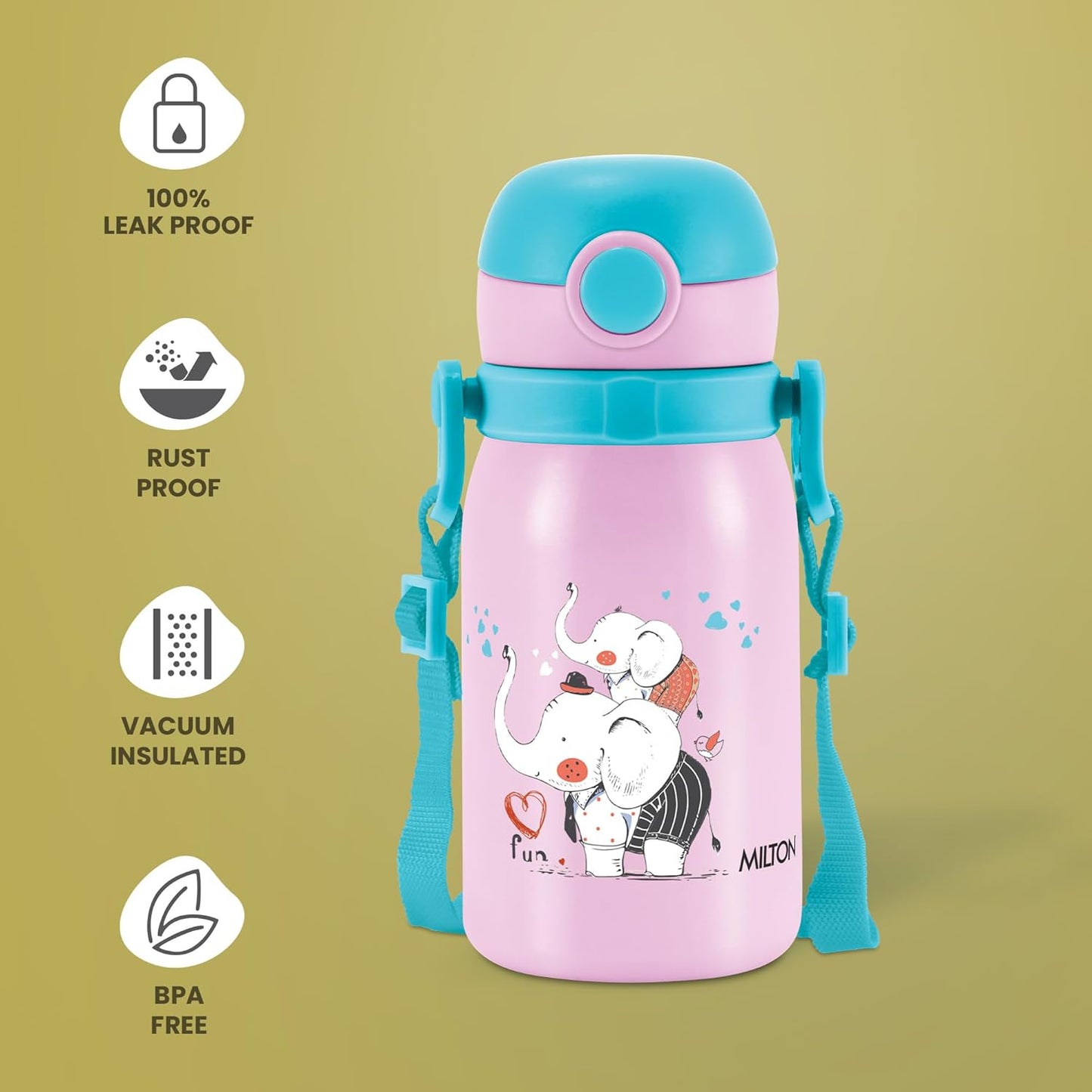 Milton Companion 300 Thermal Vacuum Insulated Kids Bottle with Straw