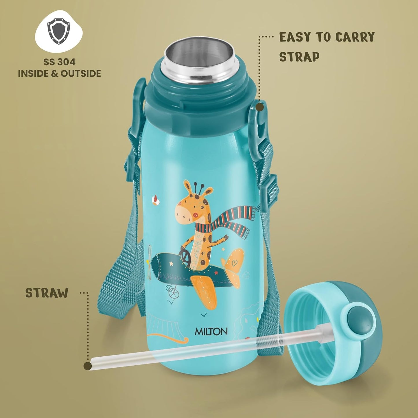 Milton Companion 450 Thermal Vacuum Insulated Kids Bottle with Straw