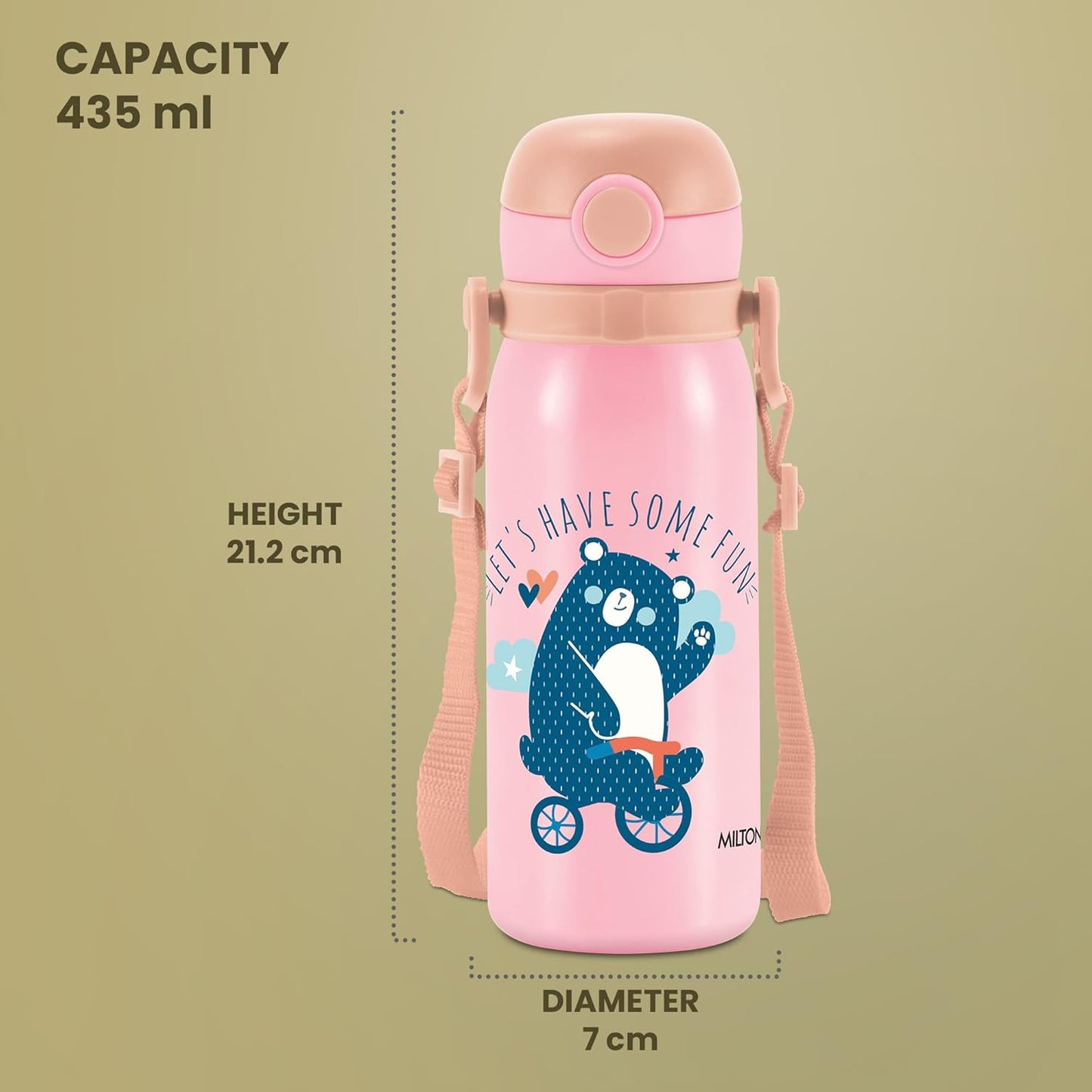 Milton Companion 450 Thermal Vacuum Insulated Kids Bottle with Straw