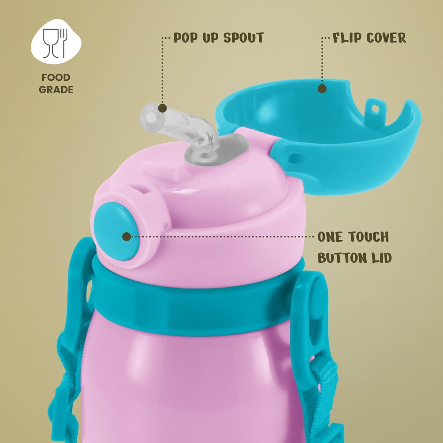 Milton Companion 450 Thermal Vacuum Insulated Kids Bottle with Straw