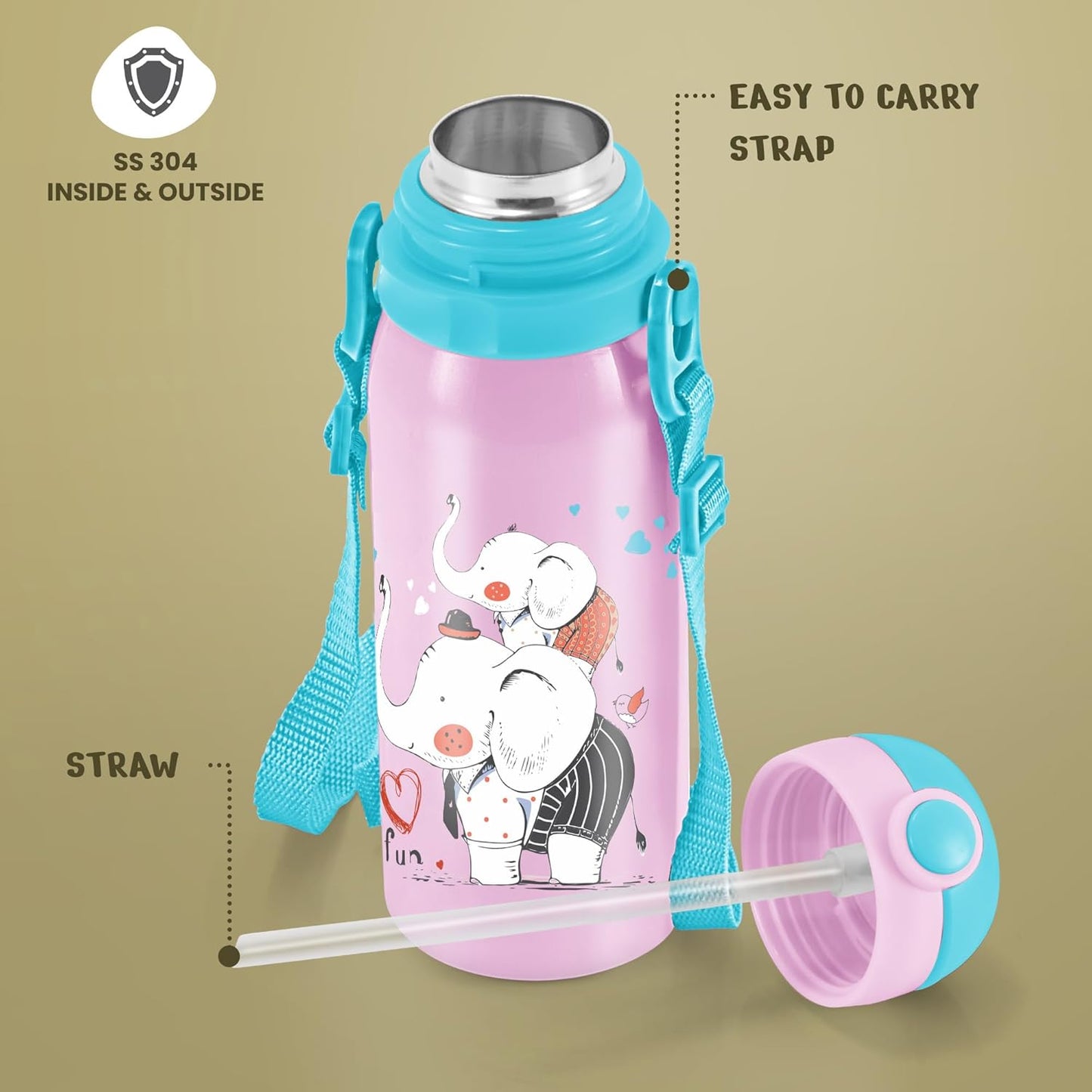 Milton Companion 450 Thermal Vacuum Insulated Kids Bottle with Straw