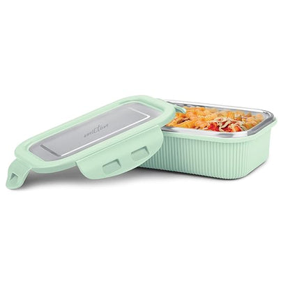 Milton Cool Touch Rectangular Lunch Containers - Plastic Outside Steel Inside Microwavable without Lid - Random Colors