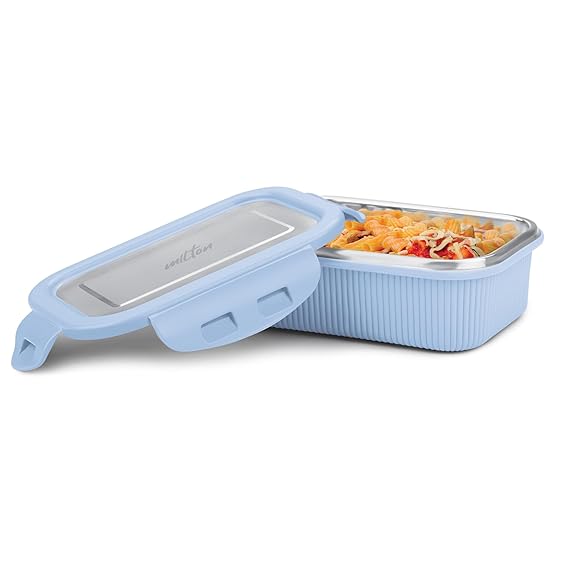 Milton Cool Touch Rectangular Lunch Containers - Plastic Outside Steel Inside Microwavable without Lid - Random Colors