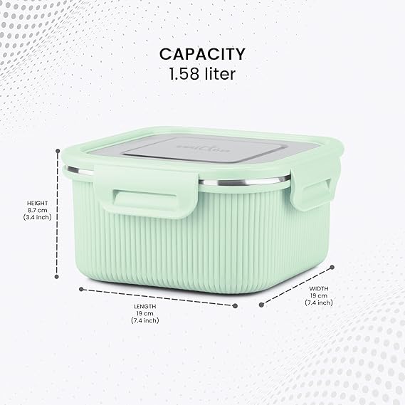 Milton Cool Touch Square Lunch Container -  Plastic Outside Steel Inside Microwavable without Lid - Random Colors