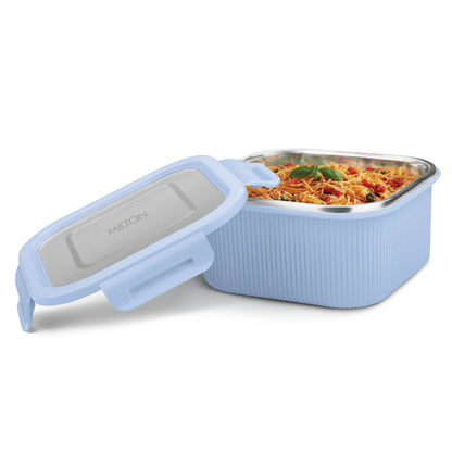 Milton Cool Touch Square Lunch Container -  Plastic Outside Steel Inside Microwavable without Lid - Random Colors