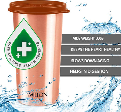 Milton Copper Tumbler 500 with Liquid-Tight Lid Set of 2 (Lid - Random Colors)