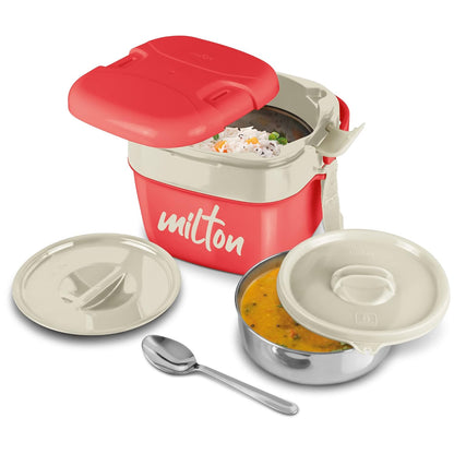 Milton Cubic Big Tiffin Box Outside Plastic Inside Stainless Steel with Inner Container