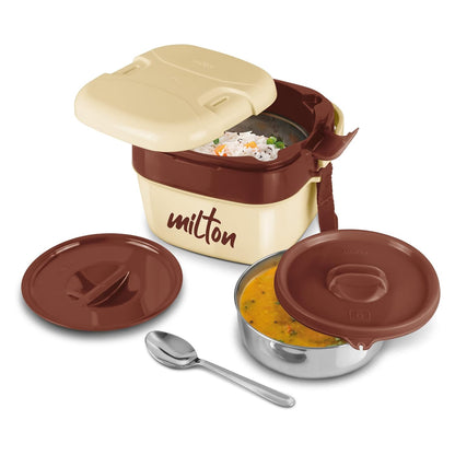 Milton Cubic Small Tiffin Box Outside Plastic Inside Stainless Steel with Inner Container