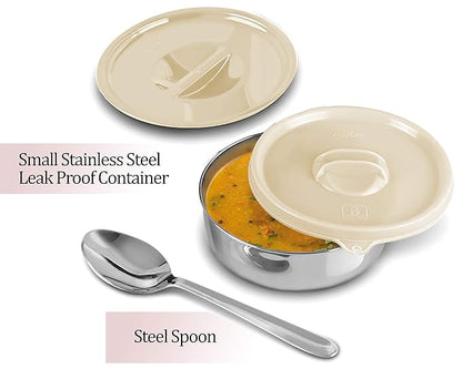 Milton Cubic Small Tiffin Box Outside Plastic Inside Stainless Steel with Inner Container