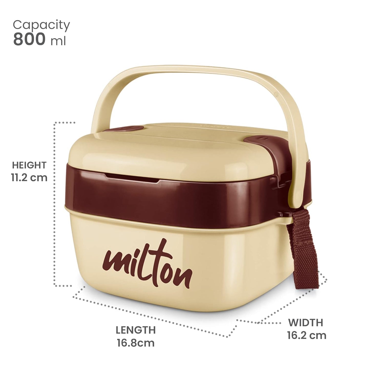 Milton Cubic Small Tiffin Box Outside Plastic Inside Stainless Steel with Inner Container