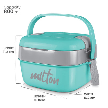 Milton Cubic Small Tiffin Box Outside Plastic Inside Stainless Steel with Inner Container