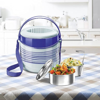Milton Econa II Stainless Steel with 2*300ml Stackable Lunch Container and Outer Case