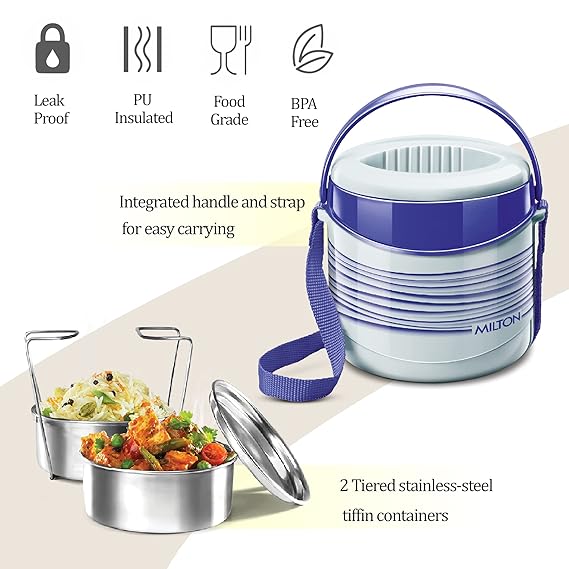 Milton Econa II Stainless Steel with 2*300ml Stackable Lunch Container and Outer Case
