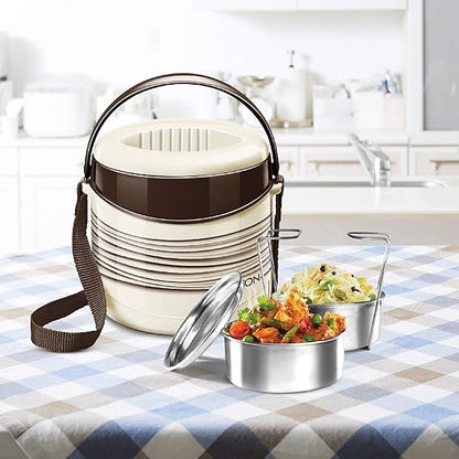 Milton Econa II Stainless Steel with 2*300ml Stackable Lunch Container and Outer Case