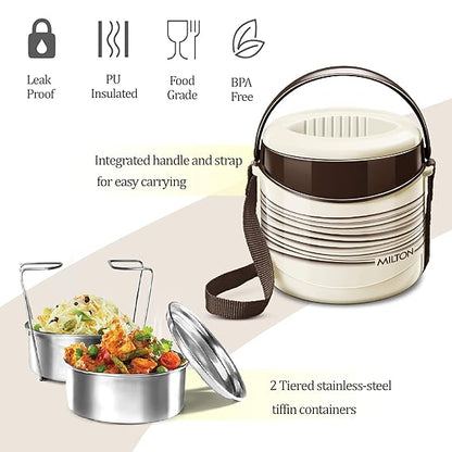 Milton Econa II Stainless Steel with 2*300ml Stackable Lunch Container and Outer Case