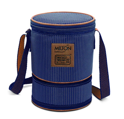 Milton Flexi Tiffin 2+1 Set Of 3 Outside Plastic Inside Stainless Steel Microwavable Container with Bag