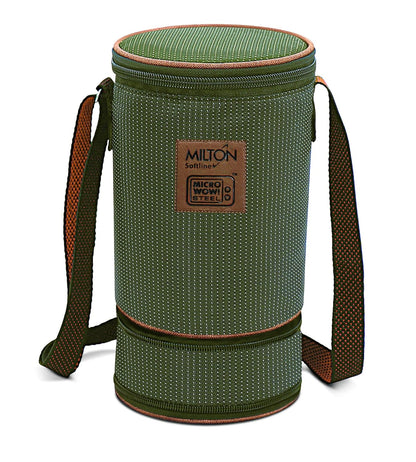 Milton Flexi Tiffin 3+1 Set Of 4 Outside Plastic Inside Stainless Steel Microwavable Container with Bag