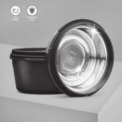 Milton Flexi Tiffin 3+1 Set Of 4 Outside Plastic Inside Stainless Steel Microwavable Container with Bag