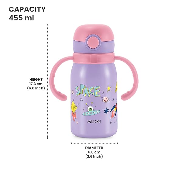 Milton Fountain Kids Stainless Steel Bottles with Straw 450