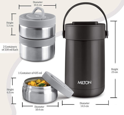 Milton Glamour Thermal Vacuum Insulated Tiffin Box Set of 3
