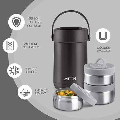 Milton Glamour Thermal Vacuum Insulated Tiffin Box Set of 3