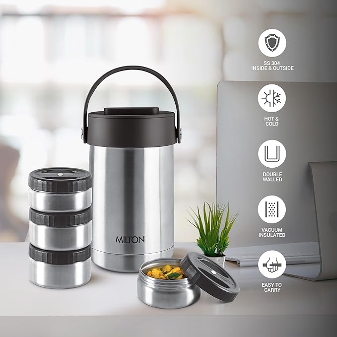 Milton Glamour Thermal Vacuum Insulated Tiffin Box Set of 4
