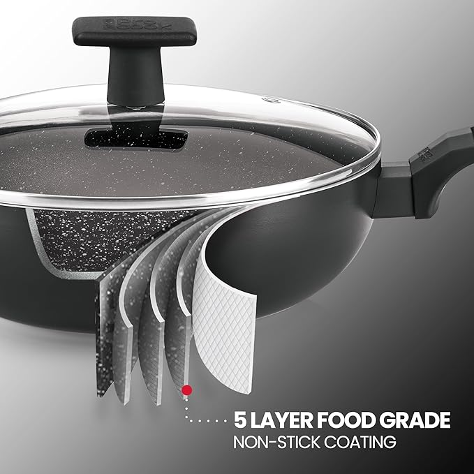 Milton Procook Granito Induction Kadai with Glass Lid