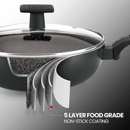 Milton Procook Granito Induction Kadai with Glass Lid