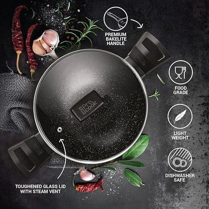 Milton Procook Granito Induction Kadai with Glass Lid