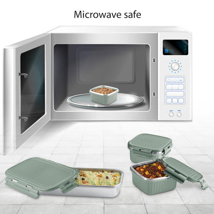 Milton Lush Lunch Set of 3 (2 square Microwavable) Containers with Bag