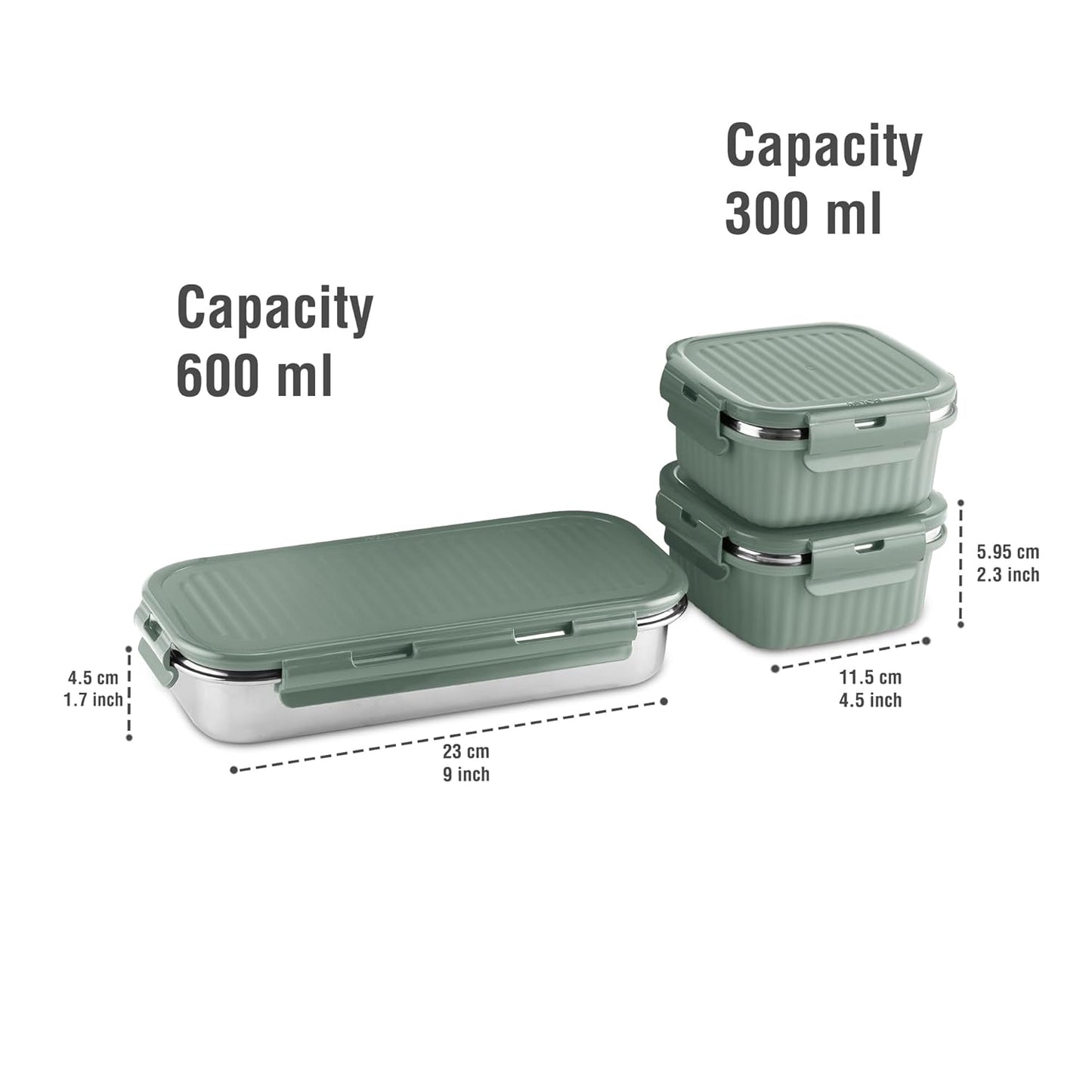 Milton Lush Lunch Set of 3 (2 square Microwavable) Containers with Bag