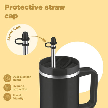 Milton Malmo 1200 Thermal Vacuum Insulated Mug with Stainless Steel Straw (Twin Flow: Gulper Plus Straw Sipper)