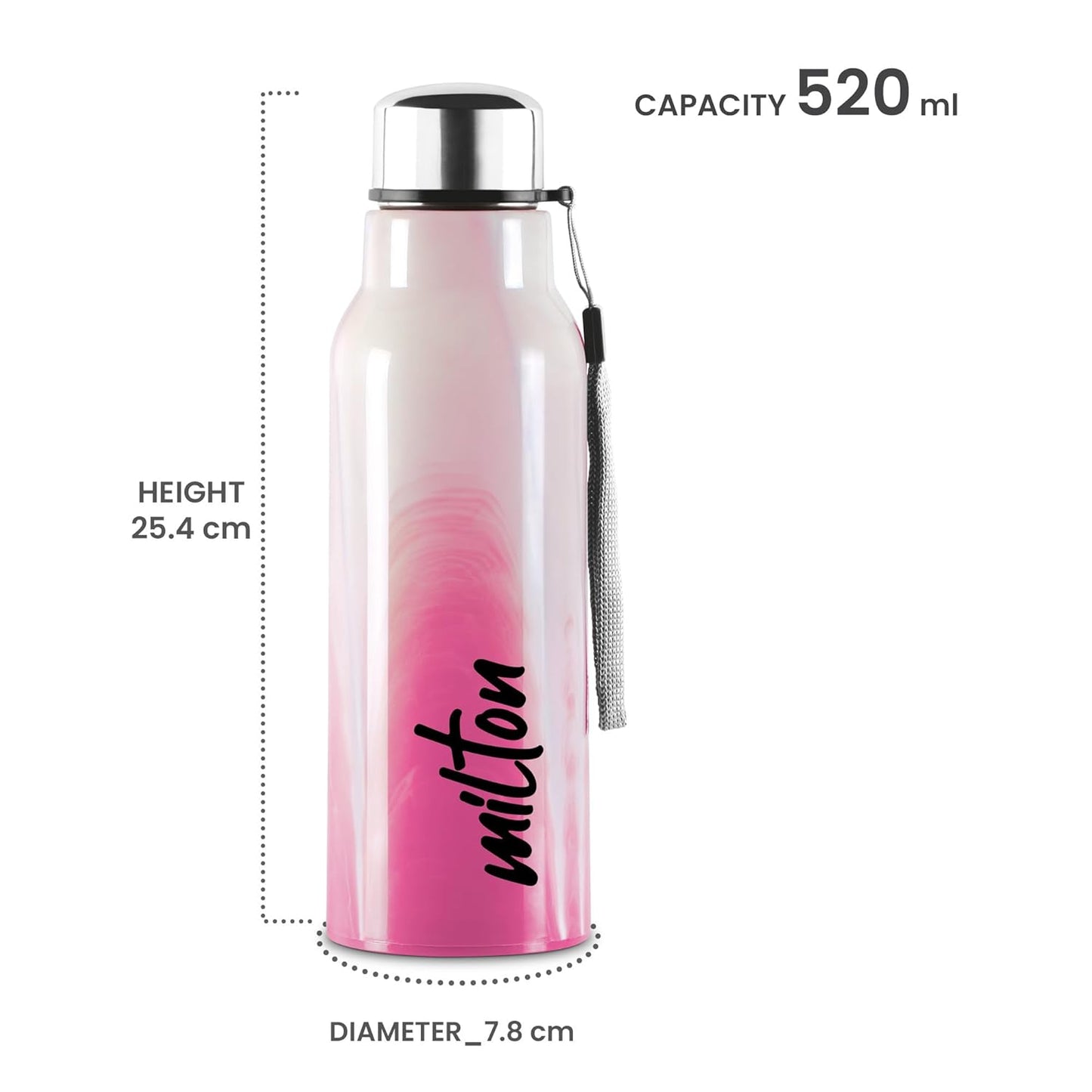 Milton Marble 600 Stainless Steel Bottle - Outside Plastic Inside Stainless Steel