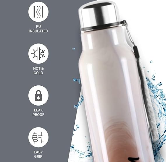 Milton Marble Stainless Steel Bottle 900 - Outside Plastic Inside Stainless Steel