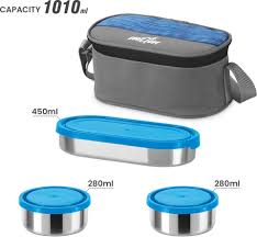 Milton Stainless Steel Master lunch Set with 3 Containers and Cutlery Set