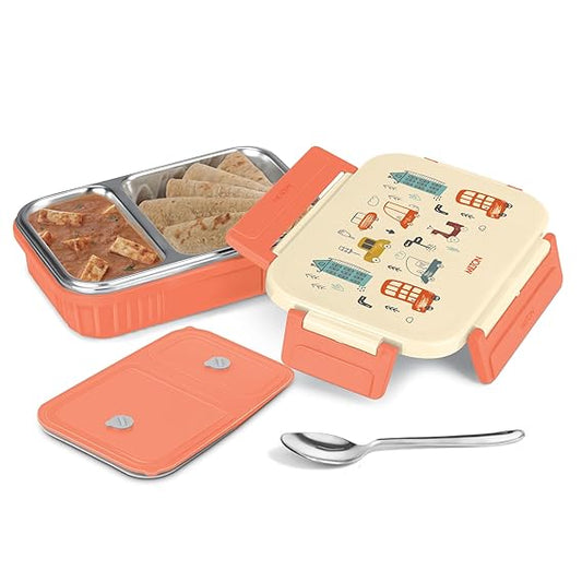 Milton Meal Safe Stainless Steel Inside with 2 Partition Bento Box