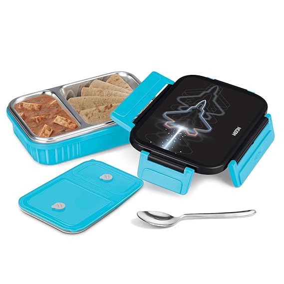 Milton Meal Safe Stainless Steel Inside with 2 Partition Bento Box