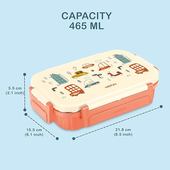 Milton Meal Safe Stainless Steel Inside with 2 Partition Bento Box