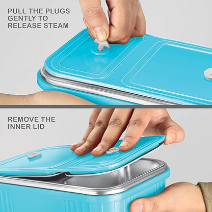 Milton Meal Safe Stainless Steel Inside with 2 Partition Bento Box