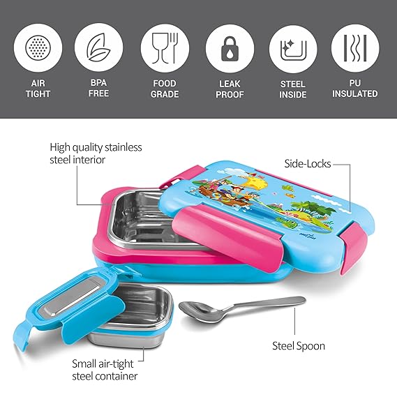 Milton More Meal Stainless Steel Kids Lunch Box with Inner Container