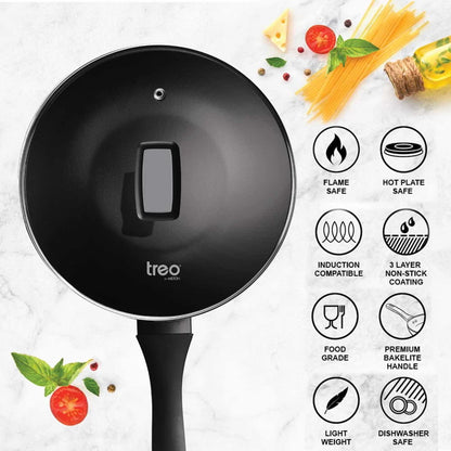 Milton Procook Black Pearl Induction Fry Pan with Glass Lid