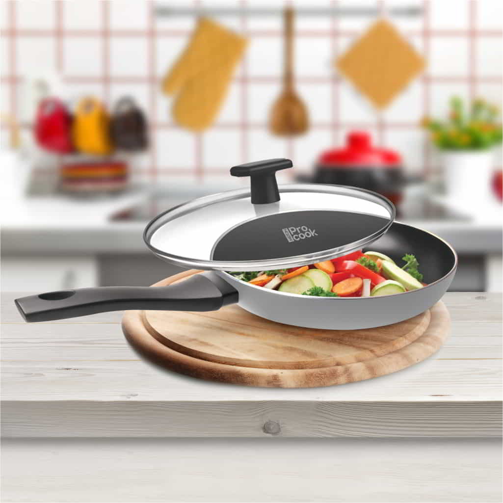 Milton Procook Black Pearl Induction Fry Pan with Glass Lid