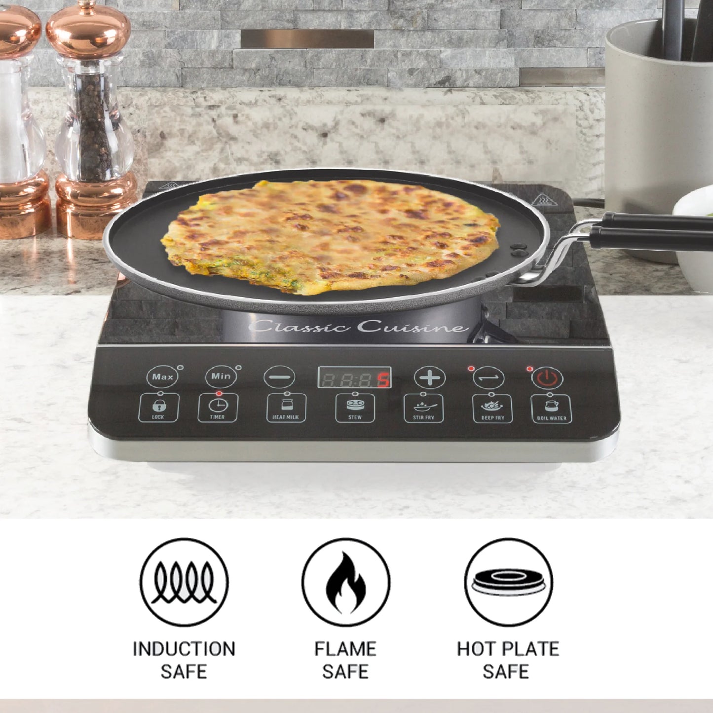 Milton Procook Black Pearl Induction Non Stick Flat Tawa